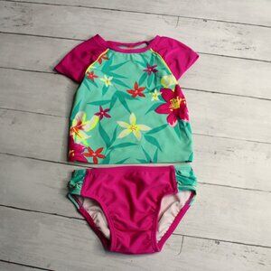 Circo Baby Girl Rashguard Swimsuit Set Size 12 Months 2 Pc Tropical